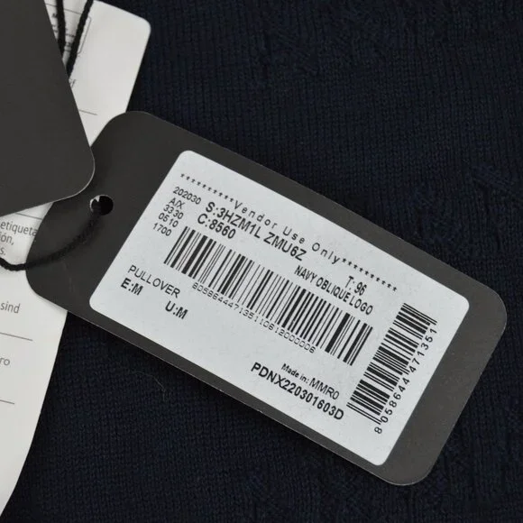 Armani Exchange Navy Oblique Logo Pullover Sweater Size Medium NWT - Picture 5 of 16